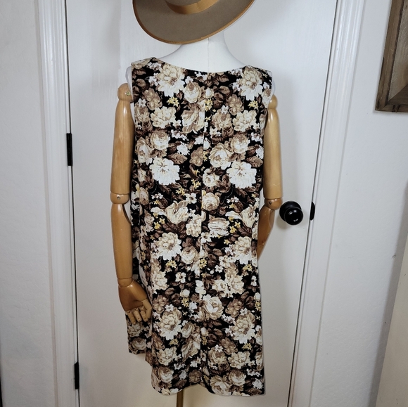 Abercrombie & Fitch Black Floral Cotton Linen Mini Dress Size XXLP Sundress - Picture 6 of 11